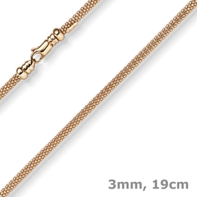 3mm Armband runde Himbeer-Kette aus 585 Gold Rotgold Armschmuck Armkette 19cm