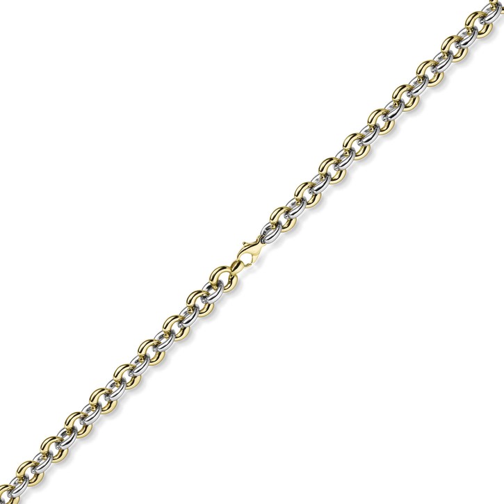10mm Phantasiekette aus 585 Gold gelb weiß 45cm
