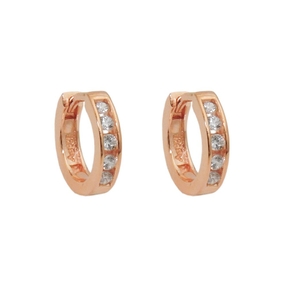 Creolen Ohrringe Ohrschmuck mit weißen Zirkonia 925 Silber Rotgold vergoldet