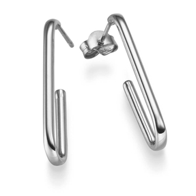 Paar Ohrringe Creolen Haken Halbcreolen 30x2mm aus 585 Gold Weißgold glänzend