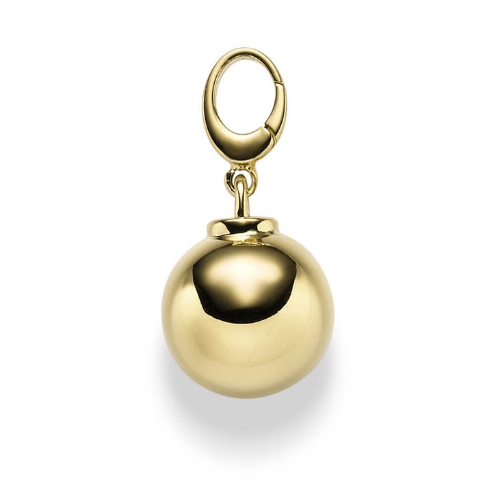 Einhänger Kugel 14mm aus 585 Gelbgold glänzend
