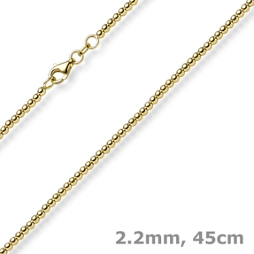 2,2mm Kugelkette Halskette Collier aus 585 Gold Gelbgold glatt poliert 45cm 2,2mm Kugelkette Halskette Collier aus 585 Gold Gelbgold glatt poliert 45cm