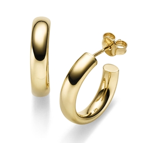 Paar Halbcreolen Creolen-Stecker 18x4mm aus 585 Gold Gelbgold rund glänzend