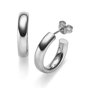 Paar Halbcreolen Creolen-Stecker 18x4mm aus 585 Gold Weißgold rund glänzend