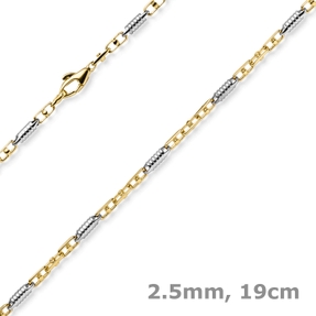 Monte Carlo Armband aus 585 Gold Gelbgold Weißgold massiv bicolor 19cm Herren