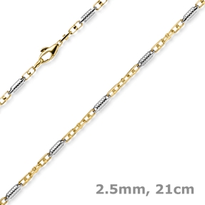 Monte Carlo Armband aus 585 Gold Gelbgold Weißgold massiv bicolor 21cm Herren