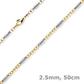 2,5mm Monte Carlo Kette Halskette aus 585 Gold Gelbgold Weißgold massiv 50cm