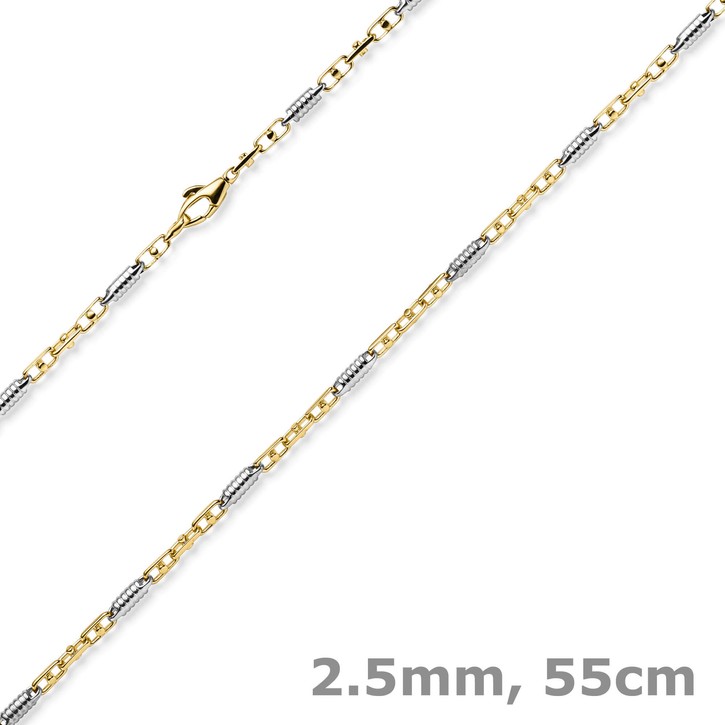2.5mm Monte Carlo Kette aus 585 Gold bicolor massiv 55cm