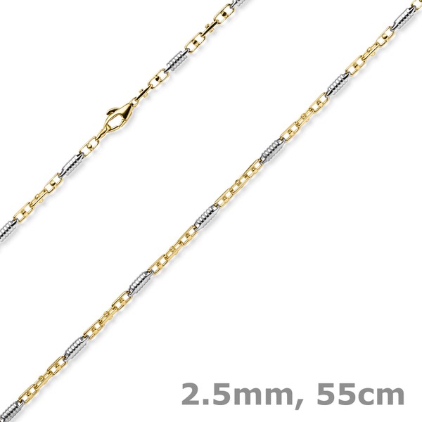 2.5mm Monte Carlo Kette aus 585 Gold bicolor massiv 55cm