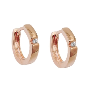 Paar Creolen 12x2mm Ohrringe Zirkonia weiß 925 Silber Rotgold vergoldet