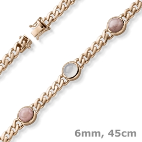 6mm Panzer-Kette 5 Edelsteine 4 Opale & 1 Calcedon aus 585 Gold Rotgold 45cm 6mm Panzer-Kette 5 Edelsteine 4 Opale & 1 Calcedon aus 585 Gold Rotgold 45cm