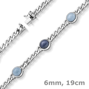 6mm Panzer-Armband 5 Edelsteine 3 Saphire 2 Aquamarine 585 Gold Weißgold 19cm 6mm Panzer-Armband 5 Edelsteine 3 Saphire 2 Aquamarine 585 Gold Weißgold 19cm