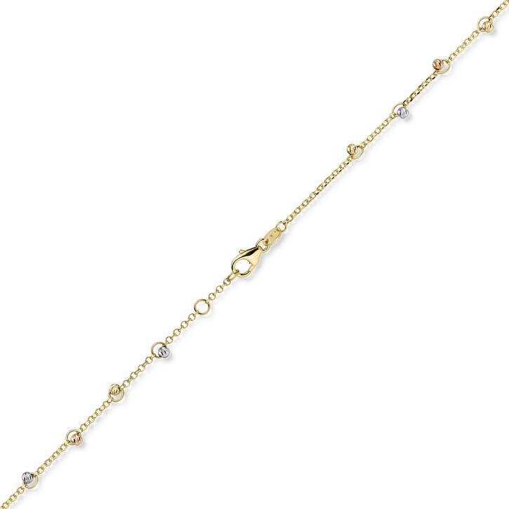 1.5mm Armband mit Kügelchen 585 Gold tricolor 19cm