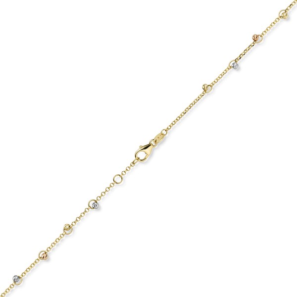 1.5mm Armband mit Kügelchen 585 Gold tricolor 19cm