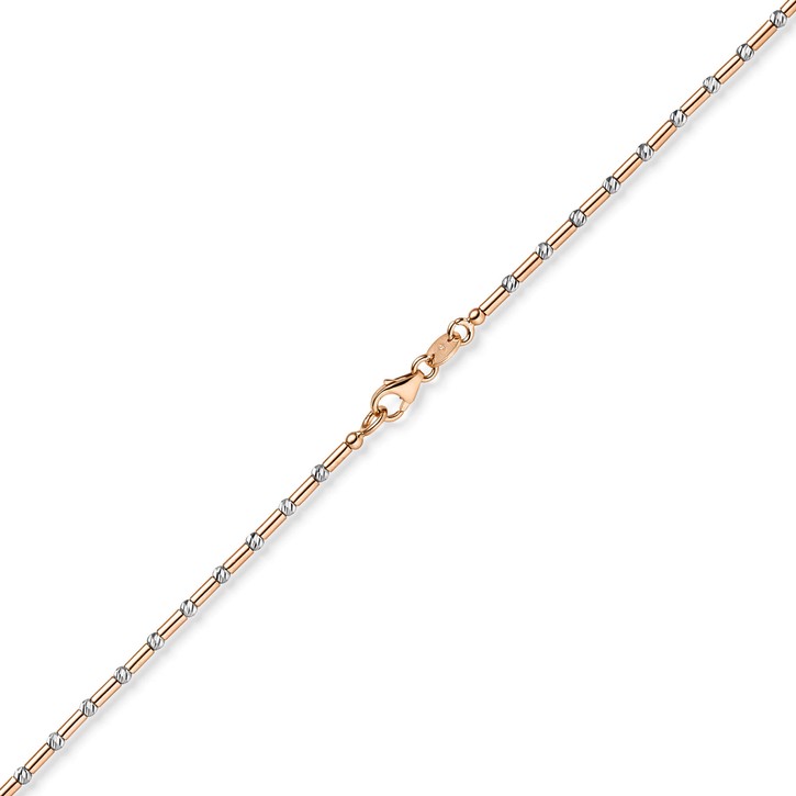 1.9mm Kette Stabchen-Kugel 585 Gold weiß rot 42cm