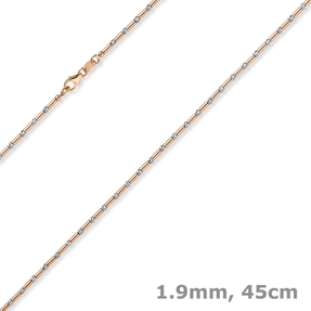 1,9mm Kette Collier Stäbchen-Kugel diamantiert 585 Gold weiß/rot bicolor 45cm 1,9mm Kette Collier Stäbchen-Kugel diamantiert 585 Gold weiß/rot bicolor 45cm