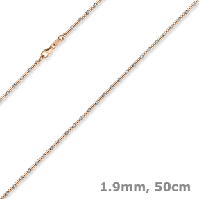 1,9mm Kette Collier Stäbchen-Kugel diamantiert 585 Gold weiß/rot bicolor 50cm 1,9mm Kette Collier Stäbchen-Kugel diamantiert 585 Gold weiß/rot bicolor 50cm