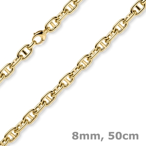 8mm Steg-Anker Kette Halskette Collier aus 585 Gold Gelbgold 50cm 8mm Steg-Anker Kette Halskette Collier aus 585 Gold Gelbgold 50cm