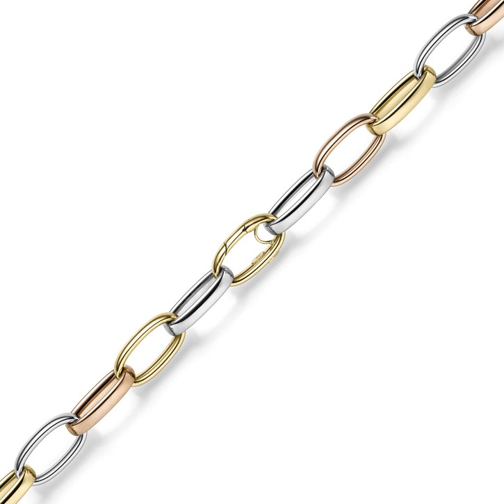 14mm breites Armband aus 585 Gold gelb rot weiß 22cm