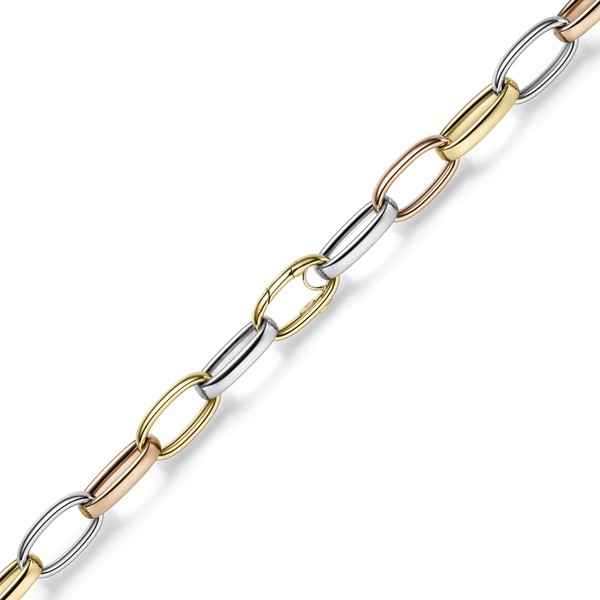 14mm breites Armband aus 585 Gold gelb rot weiß 22cm