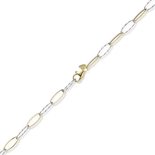 5mm Armband mit ovalen Kettengleidern 585 Gold gelb weiß 21cm