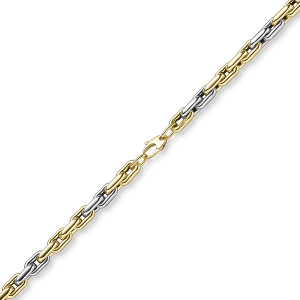 6.5mm Armband aus 585 Gold gelb weiß bicolor 19cm