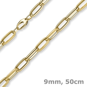 9mm Phantasie Kette Halskette Collier aus 585 Gold Gelbgold matt/glänzend 50cm 9mm Phantasie Kette Halskette Collier aus 585 Gold Gelbgold matt/glänzend 50cm