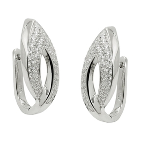 Ohrringe Creolen 26x11mm mit Zirkonia 925 Silber rhodiniert Ohrschmuck Ohrringe Creolen 26x11mm mit Zirkonia 925 Silber rhodiniert Ohrschmuck
