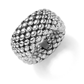 Breiter Himbeer Ring Damenring elastisch aus 585 Gold Weißgold stretch flexibel