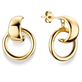 Paar Ohrstecker Halbcreolen mit Kreis 23,5x17mm aus 585 Gold Gelbgold glänzend