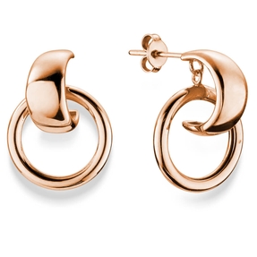 Paar Ohrstecker Halbcreolen mit Kreis 23,5x17mm aus 585 Gold Rotgold glänzend