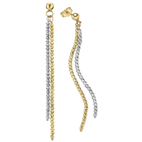 Lange Ohrhänger 1,8x60mm Kügelchen flexibel zweireihig aus 585 Gold gelb/weiß Lange Ohrhänger 1,8x60mm Kügelchen flexibel zweireihig aus 585 Gold gelb/weiß