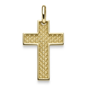Anhänger Kreuz 36,5x20mm aus 585 Gold Gelbgold mit Struktur-Muster massiv