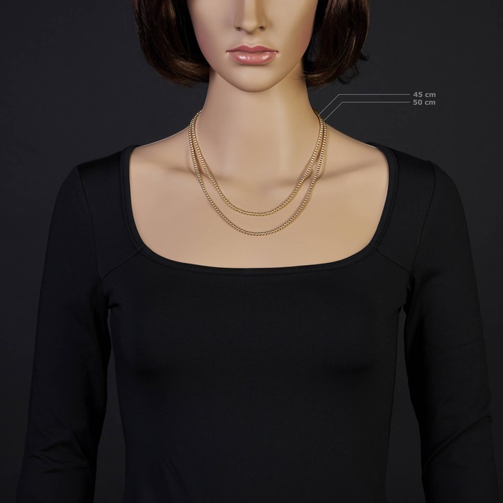3mm Kugelkette aus 585 Gelbgold 45cm