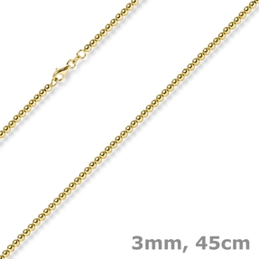 3mm Kugelkette Halskette Collier aus 585 Gold Gelbgold glatt glänzend 45cm 3mm Kugelkette Halskette Collier aus 585 Gold Gelbgold glatt glänzend 45cm