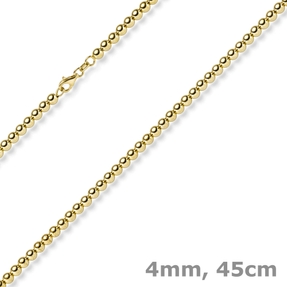 4mm Kugelkette Halskette Collier aus 585 Gold Gelbgold glatt glänzend 45cm 4mm Kugelkette Halskette Collier aus 585 Gold Gelbgold glatt glänzend 45cm