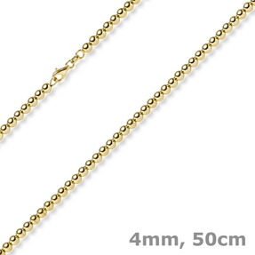 4mm Kugelkette Halskette Collier aus 585 Gold Gelbgold glatt glänzend 50cm