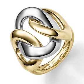 Breiter Ring Damenring aus 585 Gold gelb/weiß gekreuzt glänzend B:23mm