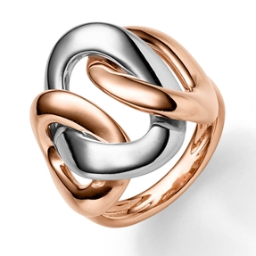 Breiter Ring Damenring aus 585 Gold weiß/rot gekreuzt glänzend B:23mm