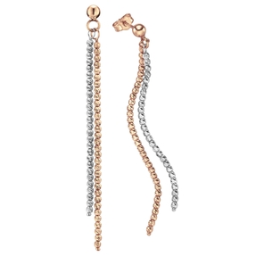 Ohrringe Ohrhänger 60mm Kügelchen diamantiert 2-reihig 585 Gold rot/weiß Ohrringe Ohrhänger 60mm Kügelchen diamantiert 2-reihig 585 Gold rot/weiß