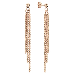 Ohrringe Ohrhänger 60mm Kügelchen diamantiert 3-reihig 585 Gold Rotgold Ohrringe Ohrhänger 60mm Kügelchen diamantiert 3-reihig 585 Gold Rotgold