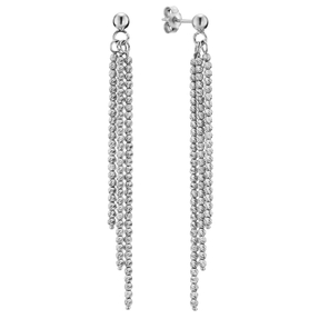 Ohrringe Ohrhänger 60mm Kügelchen diamantiert 3-reihig 585 Gold Weißgold Ohrringe Ohrhänger 60mm Kügelchen diamantiert 3-reihig 585 Gold Weißgold