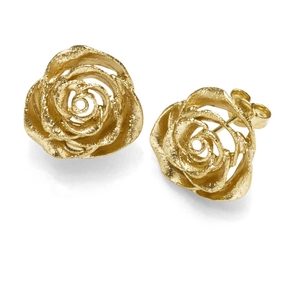 Paar Ohrringe Ohrstecker 15,5mm Blumen Rosen aus 585 Gold Gelbgold strukturiert Paar Ohrringe Ohrstecker 15,5mm Blumen Rosen aus 585 Gold Gelbgold strukturiert