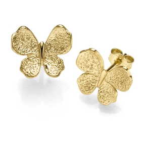 Paar Ohrringe Ohrstecker 12,5x11mm Schmetterlinge 585 Gold Gelbgold strukturiert