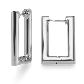 Paar rechteckige Creolen 17x27,5mm Ohrringe Ohrschmuck aus 750 Gold Weißgold