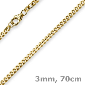 3mm Panzerkette Kette Collier aus 750 Gold Gelbgold Goldkette 70cm Unisex