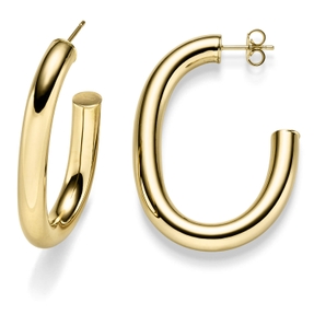 Paar Ohrringe Creole-Stecker 47,5x6mm aus 585 Gold Gelbgold schlicht oval