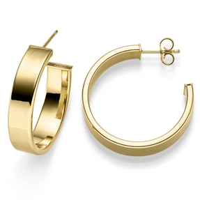 Paar Ohrringe Creole-Stecker 30x7mm aus 585 Gold Gelbgold flach schlicht