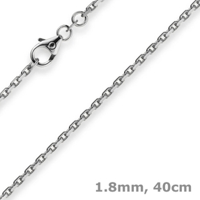 1,8mm Kette Collier Ankerkette Halskette 750 Gold Weißgold 40cm Unisex 1,8mm Kette Collier Ankerkette Halskette 750 Gold Weißgold 40cm Unisex