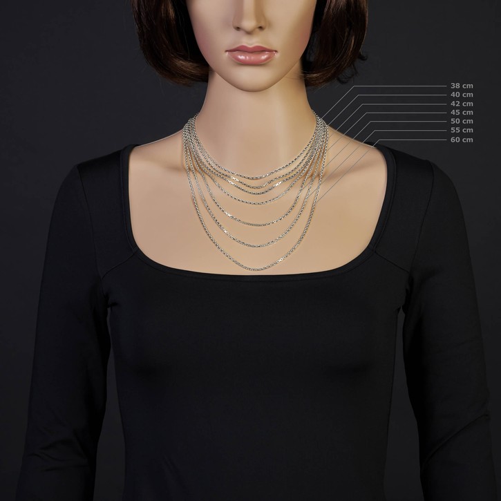 1.8mm Ankerkette aus 750 Weißgold 55cm